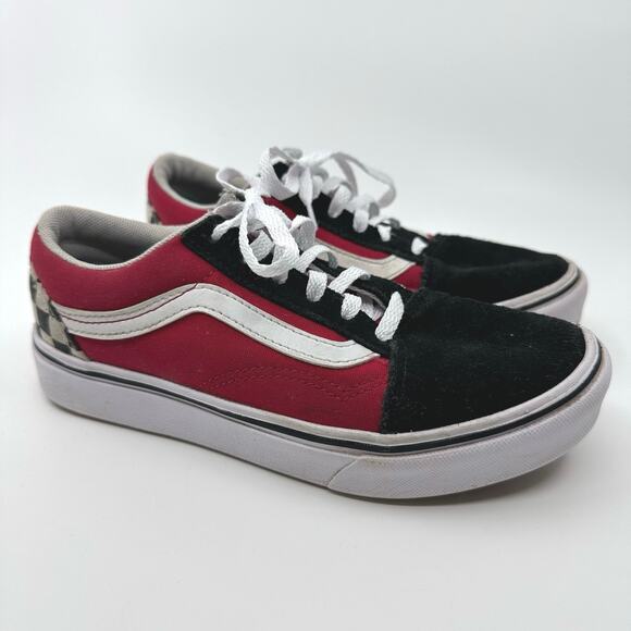 Vans Comfycush Old Skool Black Red Checkerboard Skateboard Shoes Kids US 3 EU 34 - Picture 2 of 8